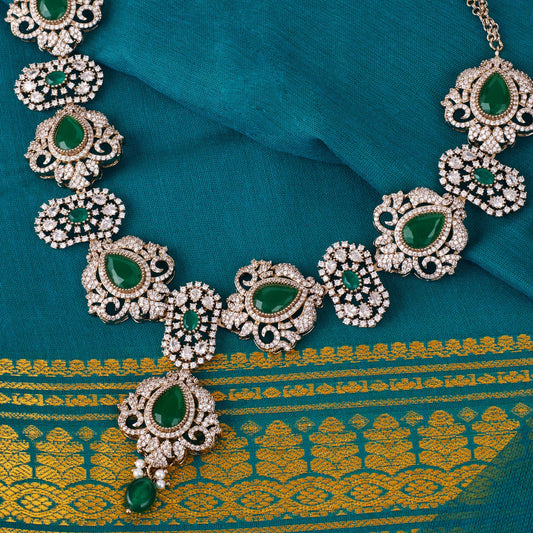 Saloni Fashion Jewellery Oval and Flower Design Uncut Kundan Stone Gold Plated Brass Choker Necklace Set For Women and Girls