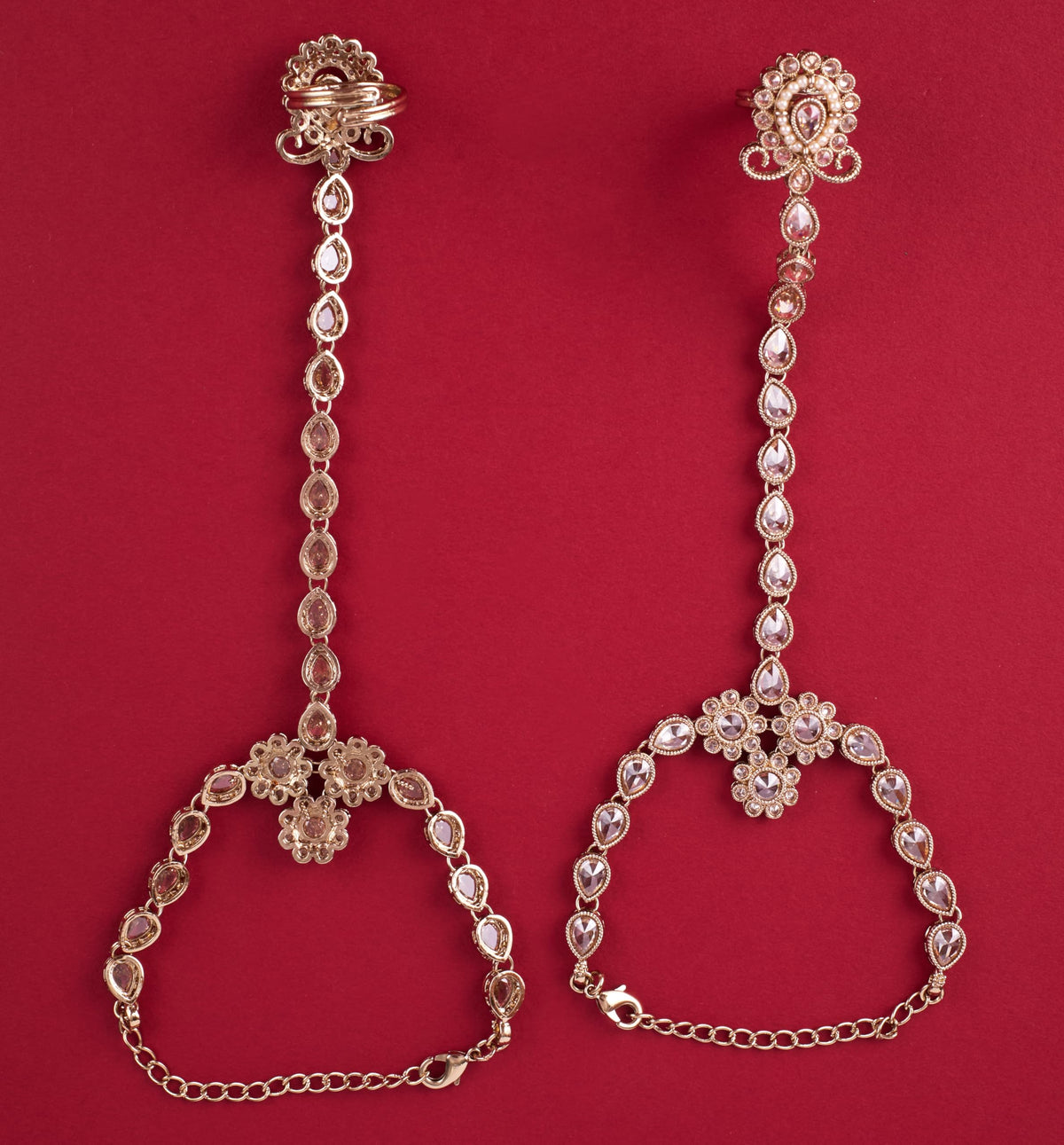Saloni Fashion Jewellery Oval and Flower Shape Mother of Pearl Brown Uncut Kundan Stone Antique Gold Plated Choker and Long Haram Jewellery Sets For Women and Girls