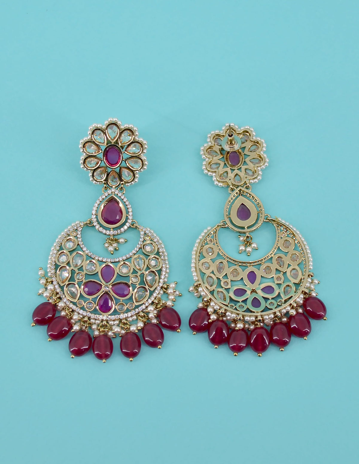Saloni Fashion Jewellery Oval and Flower Shape Uncut Kundan Gold Plated Collar Necklace Set with Maangtikka For Women and Girls