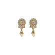 Saloni Fashion Jewellery Oval and Leaf Design Gold Plated Brown Kundan Stone Dangle Earring For Women and Girls - view 2