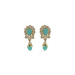 Saloni Fashion Jewellery Oval and Leaf Design Gold Plated Sky Blue Kundan Stone Dangle Earring For Women and Girls - view 2