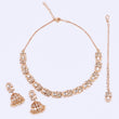 Saloni Fashion Jewellery Oval and Leaf Design Uncut Kundan Stone 18 KT Gold Plated Brass Choker Necklace Set with Maang Tikka For Women and Girls