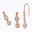 Saloni Fashion Jewellery Oval and Round Shape Uncut Kundan Stone 18 KT Gold Plated Brass Choker Necklace Set with Maang Tikka For Women and Girls - view 4