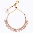 Saloni Fashion Jewellery Oval and Round Shape Uncut Kundan Stone 18 KT Gold Plated Brass Choker Necklace Set with Maang Tikka For Women and Girls - view 5