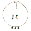 Saloni Fashion Jewellery Oval Shape Green Crystal Gold Plated Matinee Necklace Set (Mala) For Women