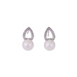 Saloni Fashion Jewellery Oval Shape Pearl Silver Plated Stud Earring For Women - view 2
