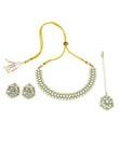 Oval Shape Pearls Antique Gold Plated Choker Necklace Set - close-up detail | Saloni Jewellery
