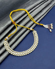 Oval Shape Pearls Antique Gold Plated Choker Necklace Set - side view | Saloni Jewellery