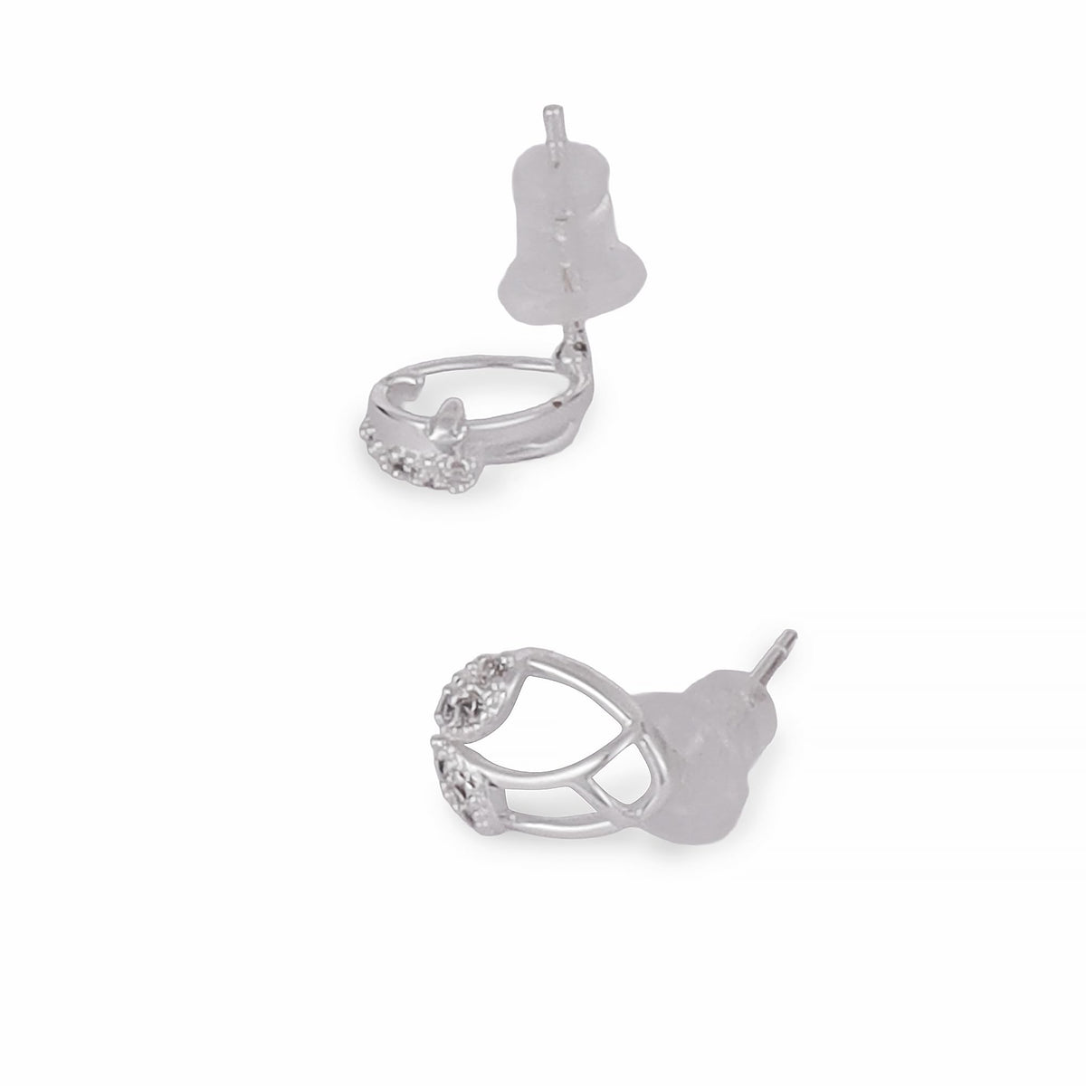 Saloni Fashion Jewellery Oval Shape Silver Plated Stud Earring For Women - view 4