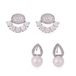 Saloni Fashion Jewellery Oval Shape Studded CZ Silver Plated Combo Set of 2 Stud Earring For Women - view 2