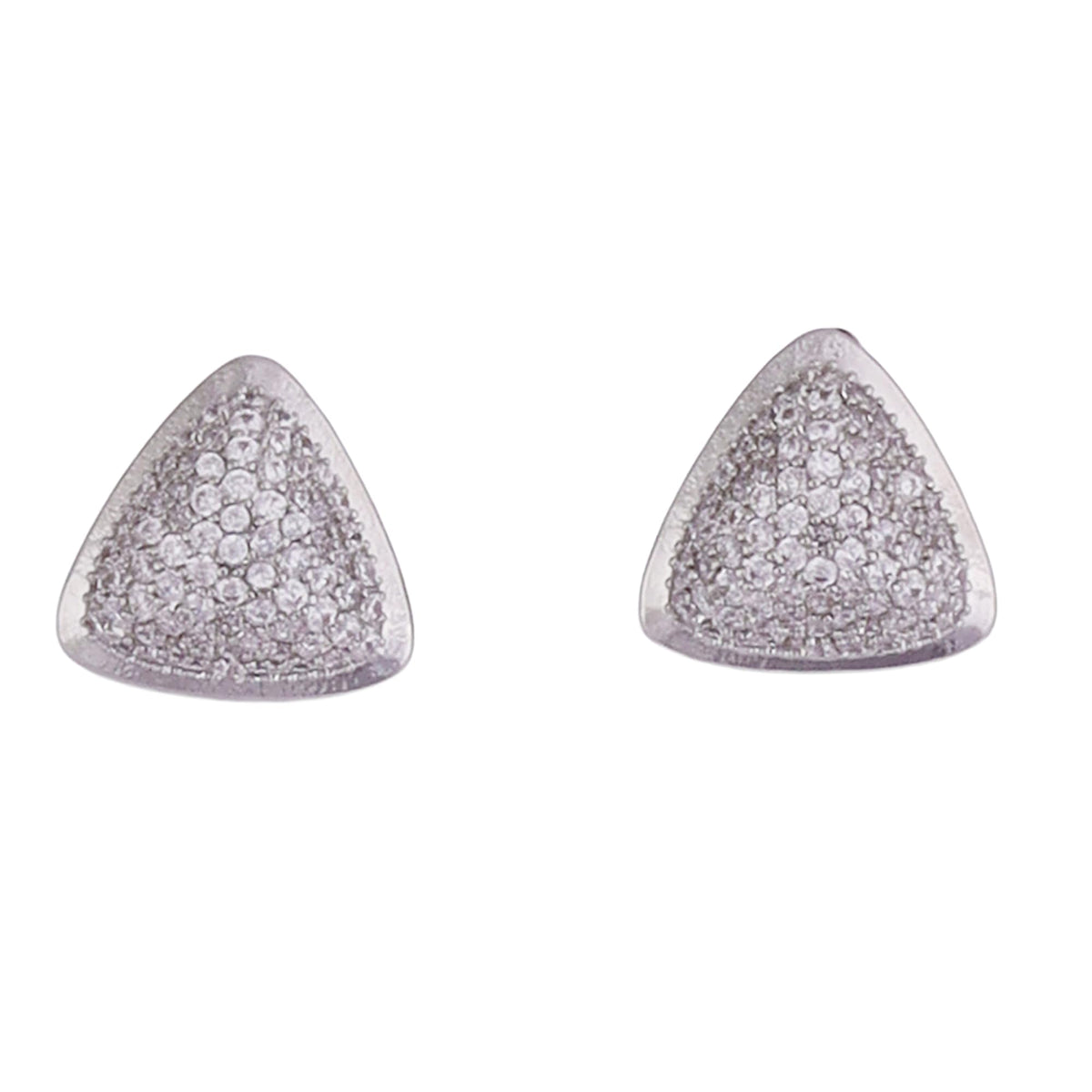 Saloni Fashion Jewellery Oval Shape Studded CZ Silver Plated Stud Earring For Women - view 2