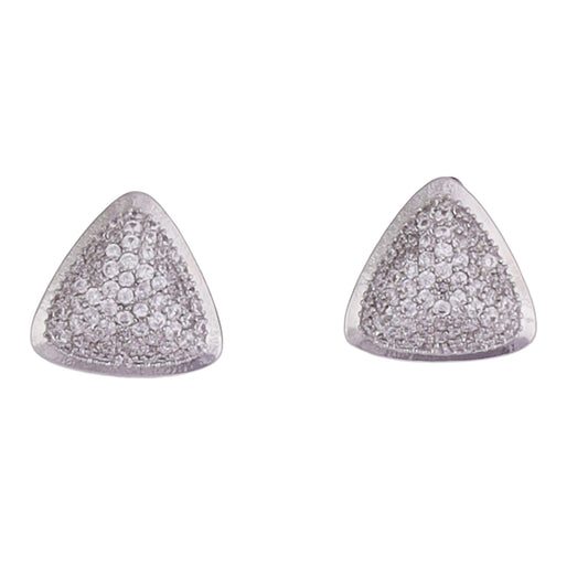 Saloni Fashion Jewellery Oval Shape Studded CZ Silver Plated Stud Earring For Women