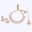 Saloni Fashion Jewellery Oval Shape Uncut Kundan Stone 18 KT Gold Plated Brass Choker Necklace Set with Maang Tikka For Women and Girls