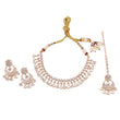 Saloni Fashion Jewellery Oval Shape Uncut Kundan Stone 18 KT Gold Plated Brass Choker Necklace Set with Maang Tikka For Women and Girls - view 2