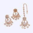 Saloni Fashion Jewellery Oval Shape Uncut Kundan Stone 18 KT Gold Plated Brass Choker Necklace Set with Maang Tikka For Women and Girls - view 4