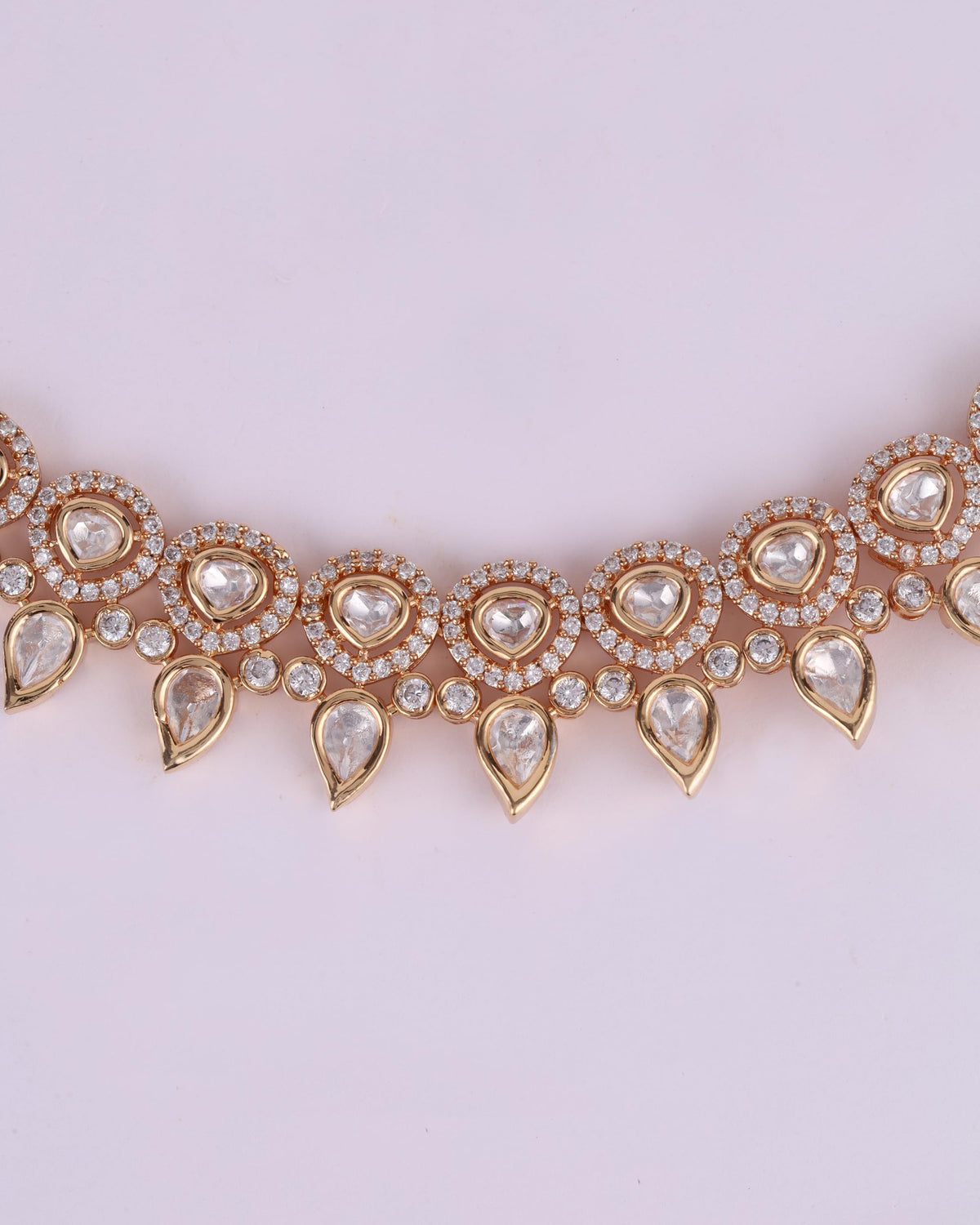Saloni Fashion Jewellery Paisley and Round Shape Uncut Kundan Stone Antique Gold Plated Brass Choker Necklace Set with Maang Tikka For Women and Girls