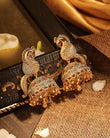 Saloni Fashion Jewellery Peacock Design Gold Plated CZ Studded Brass Jhumki Earring For Women and Girls - view 3