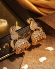 Saloni Fashion Jewellery Peacock Design Gold Plated CZ Studded Small Golden Balls Brass Jhumki Earring For Women and Girls