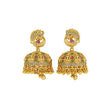 Saloni Fashion Jewellery Peacock Design Gold Plated Multi Kundan Stone Small Golden Balls Brass Jhumki Earring For Women and Girls - view 2