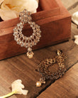 Saloni Fashion Jewellery Pear and Flower Design Gold Plated Brown Kundan Stone Chandelier Earring For Women and Girls - view 4
