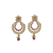 Saloni Fashion Jewellery Pear and Flower Design Gold Plated Ruby Kundan Stone Chandelier Earring For Women and Girls - view 2