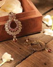 Saloni Fashion Jewellery Pear and Flower Design Gold Plated Ruby Kundan Stone Chandelier Earring For Women and Girls - view 4