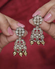 Saloni Fashion Jewellery Pear and Round Shape Gold Plated Brown Kundan Stone Dangle Earring For Women and Girls