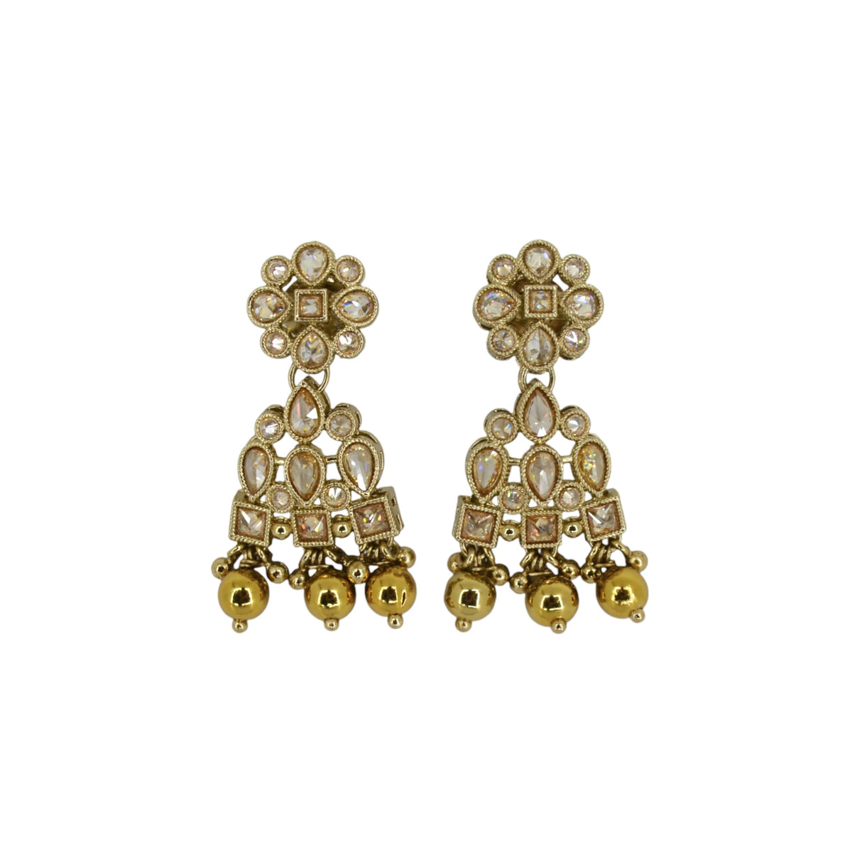 Saloni Fashion Jewellery Pear and Round Shape Gold Plated Brown Kundan Stone Dangle Earring For Women and Girls - view 2