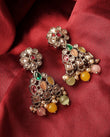 Saloni Fashion Jewellery Pear and Round Shape Gold Plated Multi Kundan Stone Dangle Earring For Women and Girls - view 3