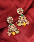 Saloni Fashion Jewellery Pear and Round Shape Gold Plated Multi Kundan Stone Dangle Earring For Women and Girls - view 5