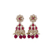 Saloni Fashion Jewellery Pear and Round Shape Gold Plated Ruby Kundan Stone Dangle Earring For Women and Girls - view 2