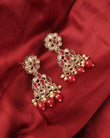 Saloni Fashion Jewellery Pear and Round Shape Gold Plated Ruby Kundan Stone Dangle Earring For Women and Girls - view 3