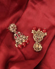 Saloni Fashion Jewellery Pear and Round Shape Gold Plated Ruby Kundan Stone Dangle Earring For Women and Girls - view 4