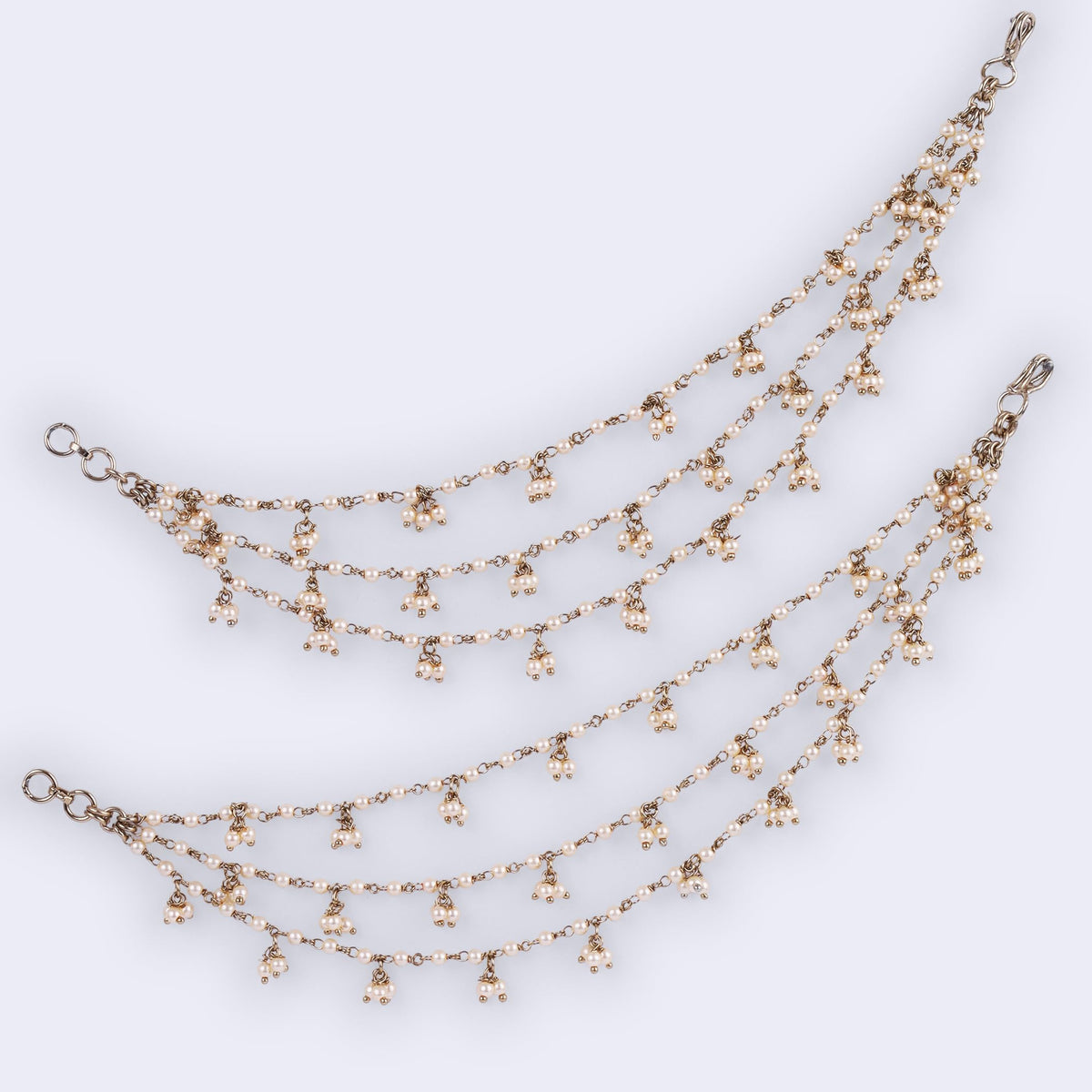 Saloni Fashion Jewellery Pearl 3 String Gold Plated Ear-Chain (Kaan Chain) For Women - view 3