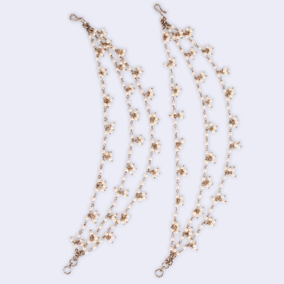 Saloni Fashion Jewellery Pearl 3 String Gold Plated Ear-Chain (Kaan Chain) For Women - view 5