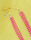 Saloni Fashion Jewellery Pink Mother of Pearls 3 Layered Gold Plated Long Haram Necklace Pearl Mala For Women and Girls - view 3