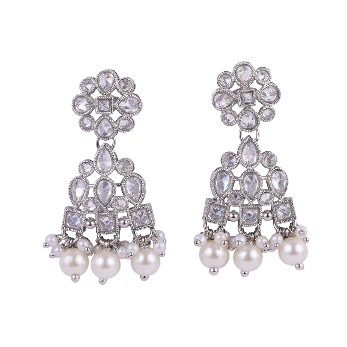 Saloni Fashion Jewellery Pretty Round and Leaf Shape Silver Plated Dangle Earring For Women and Girls - view 2