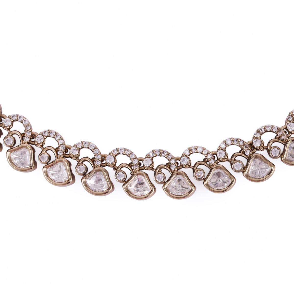 Saloni Fashion Jewellery Rectangle Shape CZ Studded Gold Plated Choker Necklace Set With Maangtikka For Women and Girls - view 3