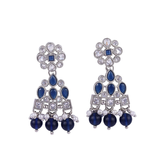 Saloni Fashion Jewellery Round and Leaf Shape Silver Plated Dangle Earring For Women and Girls
