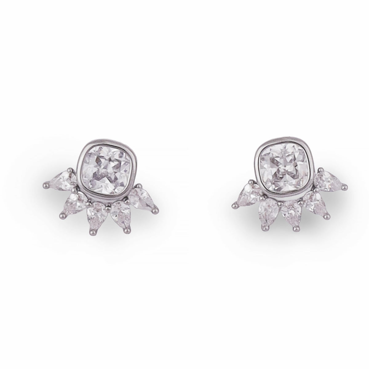 Saloni Fashion Jewellery Round and Leaf Shape Silver Plated Stud Earring For Women - view 3