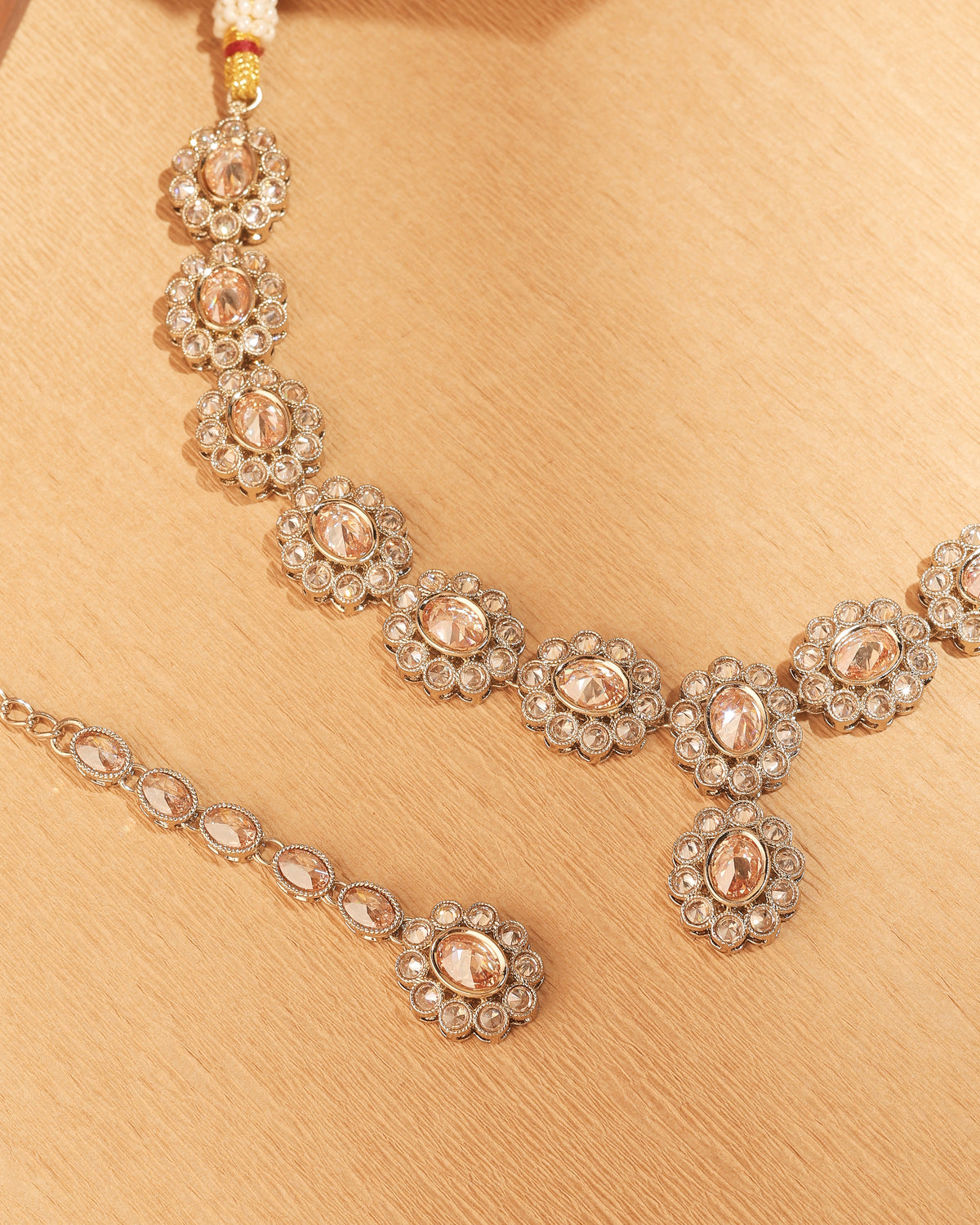 Round and Oval Shape Antique Gold Plated Brown Uncut Kundan Stone - styled view | Saloni Fashion Jewellery, Mumbai