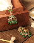 Saloni Fashion Jewellery Round and Pear Shape Silver Plated Pearl Green Kundan Stone Jhumki Earring For Women and Girls - view 5