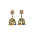 Saloni Fashion Jewellery Round and Pear Shape Silver Plated Pearl Multi Kundan Stone Jhumki Earring For Women and Girls - view 2