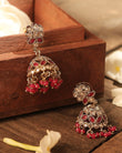 Saloni Fashion Jewellery Round and Pear Shape Silver Plated Pearl Ruby Kundan Stone Jhumki Earring For Women and Girls - view 5