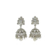 Saloni Fashion Jewellery Round and Pear Shape Silver Plated White Kundan Stone Brass Jhumki Earring For Women and Girls - view 2