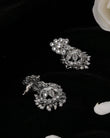 Saloni Fashion Jewellery Round and Pear Shape Silver Plated White Kundan Stone Brass Jhumki Earring For Women and Girls - view 4