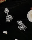 Saloni Fashion Jewellery Round and Pear Shape Silver Plated White Kundan Stone Brass Jhumki Earring For Women and Girls - view 5