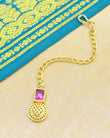 Round and Square Shape Brass Gold Plated Choker Necklace Set - alternate view | Saloni