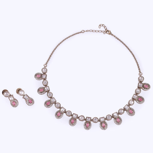 Saloni Fashion Jewellery Round and Square Shape Gold Plated Choker Necklace Set For Women and Girls