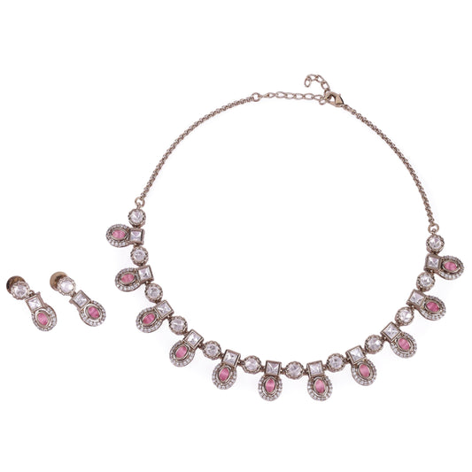 Saloni Fashion Jewellery Round and Square Shape Gold Plated Choker Necklace Set For Women and Girls